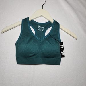 NewFittin Sport Essentials Women's  Racerback Eyelet Sports Bra Green SizeSmall